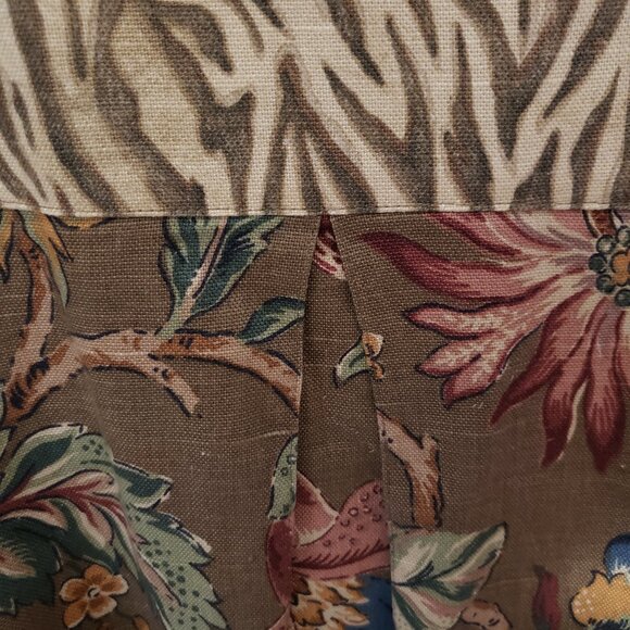 Cactus Flower L Jacket Blazer Brown Cream Floral Colorblock Patchwork Women's - Picture 5 of 7